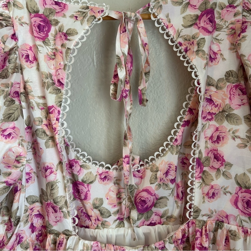 NWT, For Love & Lemons Women’s Milani Mini Floral Dress in White Multi, Size 1X - Picture 9 of 12